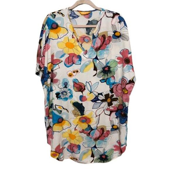 Jams World Hawai Floral Tunic Dress Women Medium Tropical Beach Resort Aloha - Picture 1 of 7